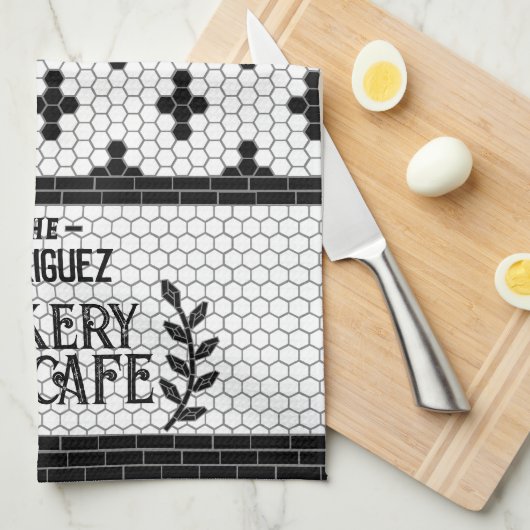 Bistro Tile Personalisierte Küche Handtuch (Viertel Falte)