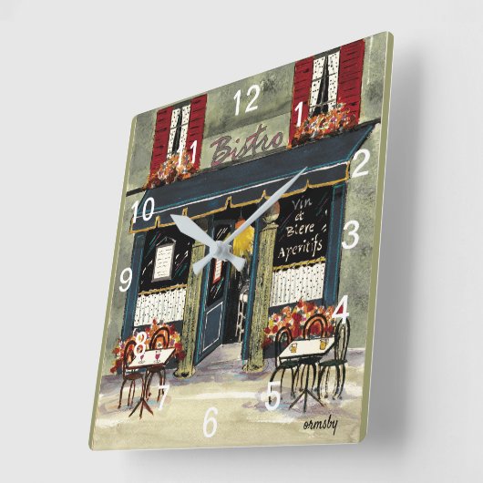 Bistro Wall Clock Quadratische Wanduhr (Winkel)