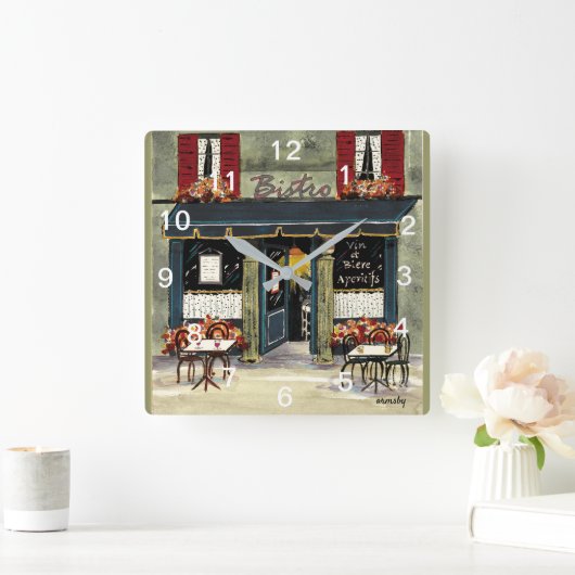 Bistro Wall Clock Quadratische Wanduhr (Zuhause)