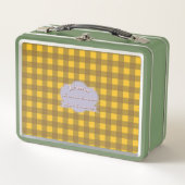 Bistrot Franzose Gelbe Karo und Maronenkrem Metall Brotdose (Vorderseite)