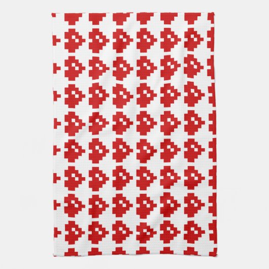 Bit-Liebe des Pixel-Herz-8 Geschirrtuch (Vertikal)