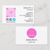 Bit Me Pink QR Logos Soziale Medien Weiß Visitenkarte (Vorne/Hinten)