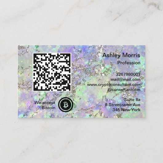 Bit Me QR Code Wir akzeptieren Bitcoin Logo Glitze Visitenkarte (Vorderseite)