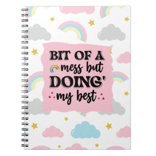 "Bit of a Mess" Niedliche Cloud & Rainbow Notizblock
