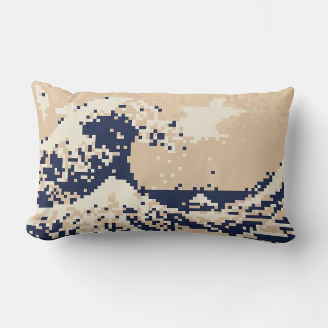 Bit-Pixel-Kunst des Pixel-Tsunami-8 Lendenkissen (Vorderseite)