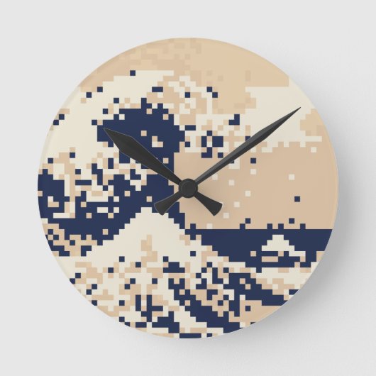 Bit-Pixel-Kunst des Pixel-Tsunami-8 Runde Wanduhr (Vorderseite)