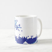 Bit-Pixel-Kunst des Pixel-Tsunami-Blau-8 Kaffeetasse (VorderseiteRechts)