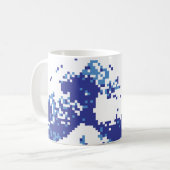 Bit-Pixel-Kunst des Pixel-Tsunami-Blau-8 Kaffeetasse (Vorderseite Links)