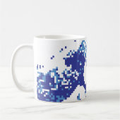 Bit-Pixel-Kunst des Pixel-Tsunami-Blau-8 Kaffeetasse (Links)