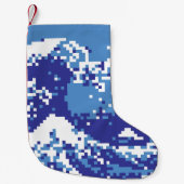 Bit-Pixel-Kunst des Pixel-Tsunami-Blau-8 Kleiner Weihnachtsstrumpf (Vorderseite)