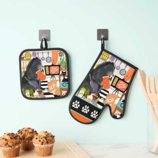 BITCHEN KITCHEN cute dog cooking Ofenhandschuh & Topflappen-Set