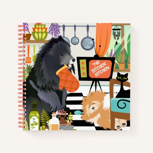 BITCHEN KITCHEN cute dog cooking RECIPE Notebook Notizblock (Vorderseite)