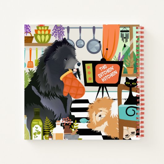 BITCHEN KITCHEN cute dog cooking RECIPE Notebook Notizblock (Rückseite)