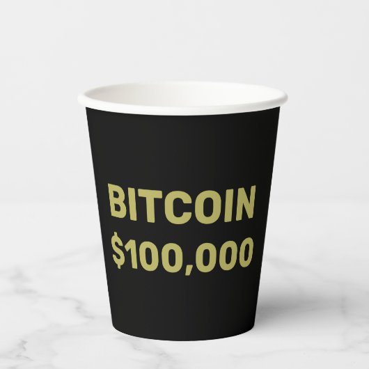 Bitcoin 100000 Feier Pappbecher (Vorderseite)