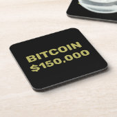 Bitcoin 150000 Feier Getränkeuntersetzer (Linke Seite)