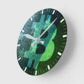 Bitcoin Amerika ₿ (Grün) Runde Wanduhr (Winkel)