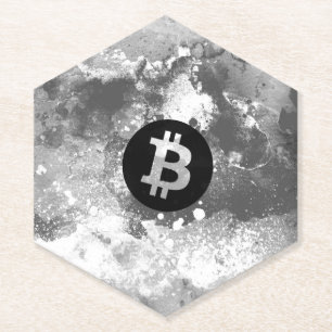 Bitcoin Aquarell (Schwarz & Weiß) Untersetzer