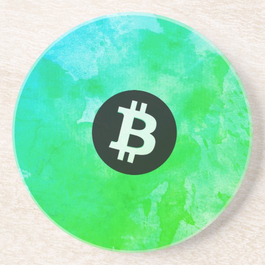 Bitcoin Aquarell (Stil $ - Green Day) Getränkeuntersetzer (Vorne)