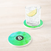 Bitcoin Aquarell (Stil $ - Green Day) Getränkeuntersetzer (Seite)