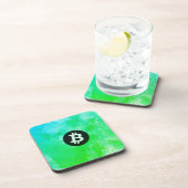 Bitcoin Aquarell (Stil $ - Green Day) Getränkeuntersetzer (Rechte Seite)