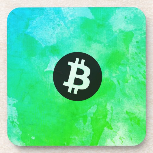Bitcoin Aquarell (Stil $ - Green Day) Getränkeuntersetzer (Vorderseite)