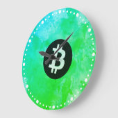 Bitcoin Aquarell (Stil $ - Green Day) Große Wanduhr (Winkel)