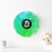 Bitcoin Aquarell (Stil $ - Green Day) Große Wanduhr (Zuhause)