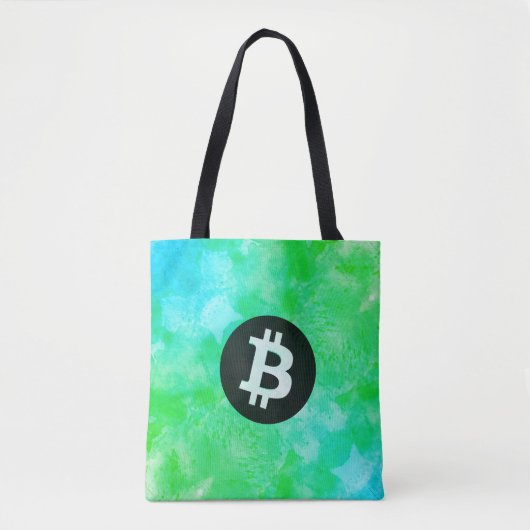 Bitcoin Aquarell (Stil $ - Green Day) Tasche (Vorderseite)