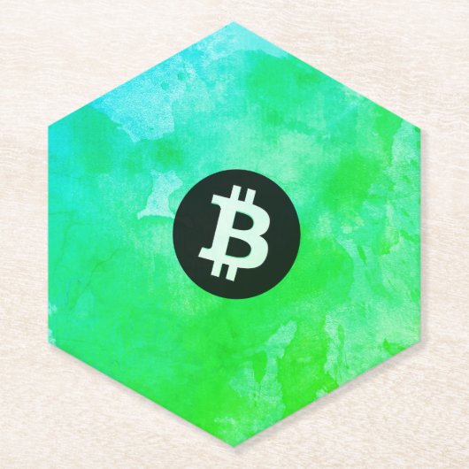 Bitcoin Aquarell (Stil $ - Green Day) Untersetzer (Vorderseite)