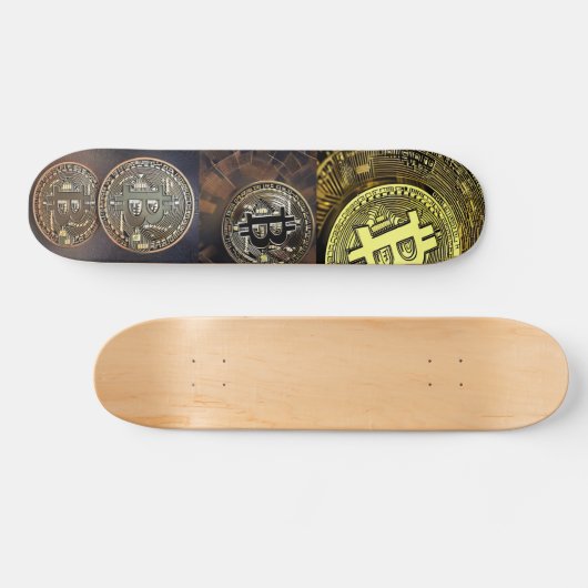 Bitcoin Art Design auf Skateboard (Horizontal)
