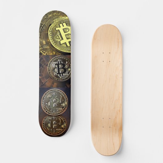 Bitcoin Art Design auf Skateboard (Vorderseite)