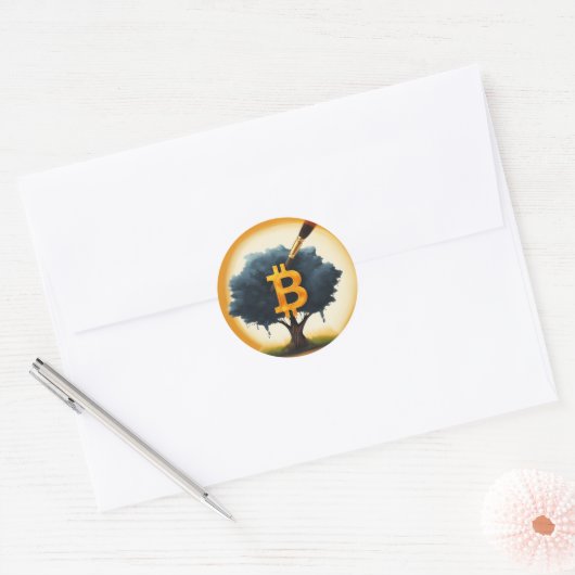 Bitcoin Art Tree Sticker (Umschlag)