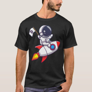 Bitcoin-Astronaut auf einer Rakete, die eine Flagg T-Shirt