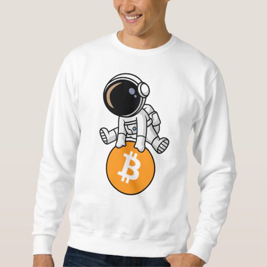Bitcoin Astronaut Crypto Investor Cartoon Graphic Sweatshirt (Vorderseite)