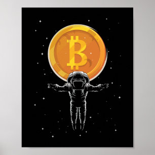 Bitcoin Astronaut zum Mond - Bitcoin Crypto Poster