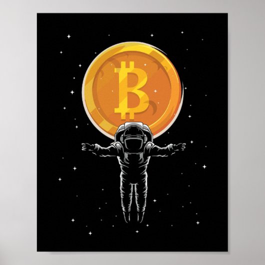 Bitcoin Astronaut zum Mond - Bitcoin Crypto Poster (Vorne)