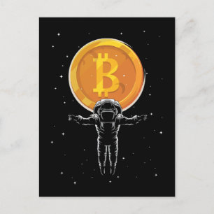 Bitcoin Astronaut zum Mond - Bitcoin Crypto Postkarte