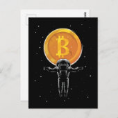 Bitcoin Astronaut zum Mond - Bitcoin Crypto Postkarte (Vorne/Hinten)