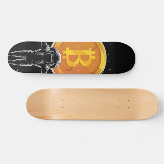 Bitcoin Astronaut zum Mond - Bitcoin Crypto Skateboard (Horizontal)