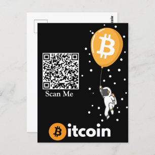 Bitcoin Astronaut zum Mond - Btc Qr Code Crypto Postkarte