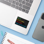 Bitcoin Aufkleber (Laptop mit iPhone)