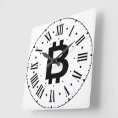 Bitcoin B Bold Roman Numeral Wall Clock Quadratische Wanduhr (Winkel)