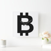 Bitcoin B Bold Wall Clock Quadratische Wanduhr (Zuhause)