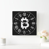 Bitcoin B Cool Roman Numeral Wall Clock Quadratische Wanduhr (Zuhause)