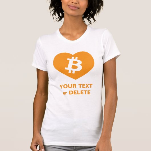 Bitcoin B in Orange Heart Women's Slim Fit T-Shirt (Vorderseite)