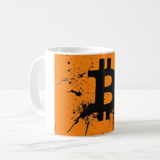 Bitcoin Becher Kaffeetasse (Vorderseite Links)