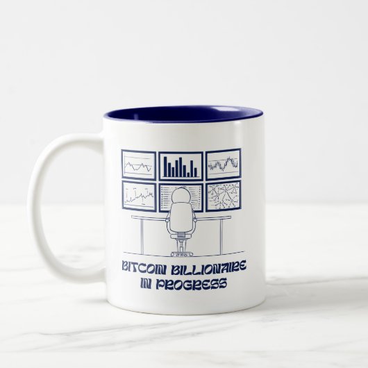 Bitcoin Billionaire in Progress-Tasse Zweifarbige Tasse (Links)