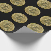 Bitcoin Black Wrapping Paper Geschenkpapier (Ecke)