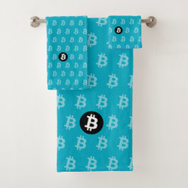 Bitcoin Blau (Stil 2) Badhandtuch Set