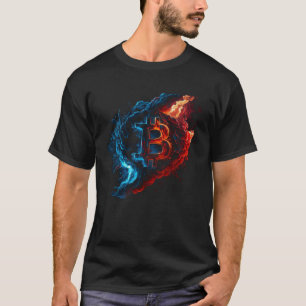 Bitcoin Blaue Flammen Btc Münze Crypto Vintage Cry T-Shirt